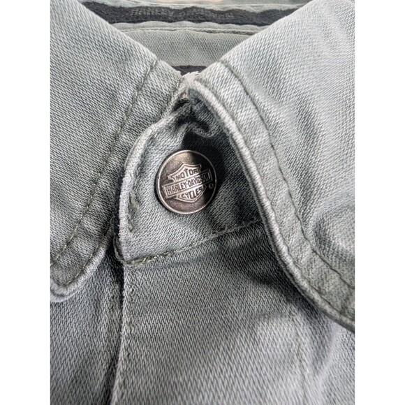 Harley Davidson Army Green Canvas Embroidered Logo Vest Jacket Men's Sz L Large - Picture 12 of 12